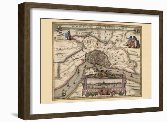 Map of Antwerp, Belgium-Pieter Van der Keere-Framed Art Print