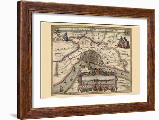 Map of Antwerp, Belgium-Pieter Van der Keere-Framed Art Print