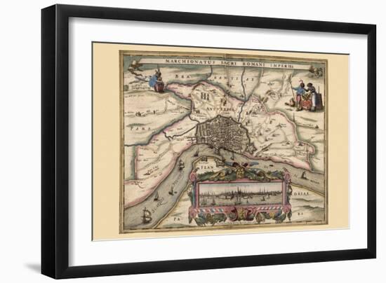 Map of Antwerp, Belgium-Pieter Van der Keere-Framed Art Print