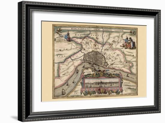 Map of Antwerp, Belgium-Pieter Van der Keere-Framed Art Print