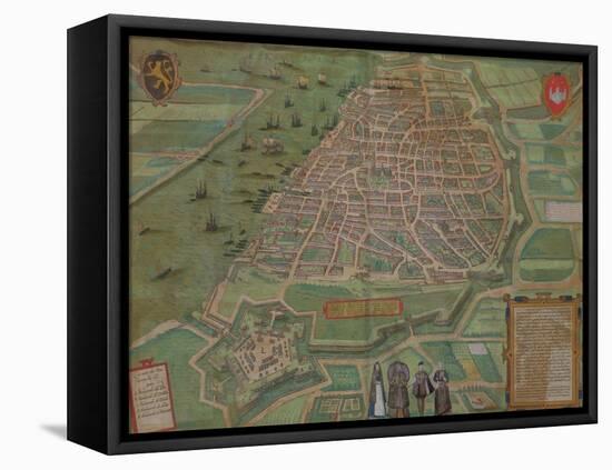 Map of Antwerp, from "Civitates Orbis Terrarum" by Georg Braun and Frans Hogenburg, circa 1572-Joris Hoefnagel-Framed Premier Image Canvas