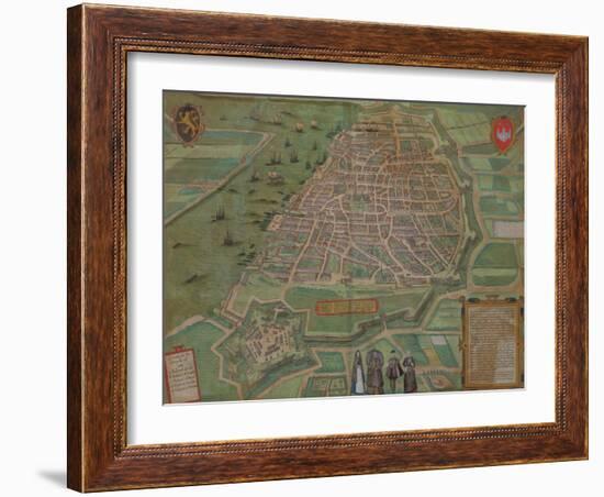 Map of Antwerp, from "Civitates Orbis Terrarum" by Georg Braun and Frans Hogenburg, circa 1572-Joris Hoefnagel-Framed Giclee Print