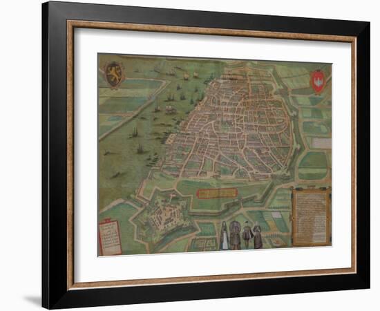 Map of Antwerp, from "Civitates Orbis Terrarum" by Georg Braun and Frans Hogenburg, circa 1572-Joris Hoefnagel-Framed Giclee Print