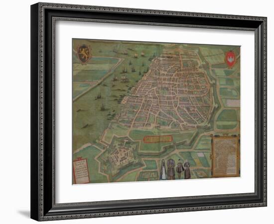 Map of Antwerp, from "Civitates Orbis Terrarum" by Georg Braun and Frans Hogenburg, circa 1572-Joris Hoefnagel-Framed Giclee Print