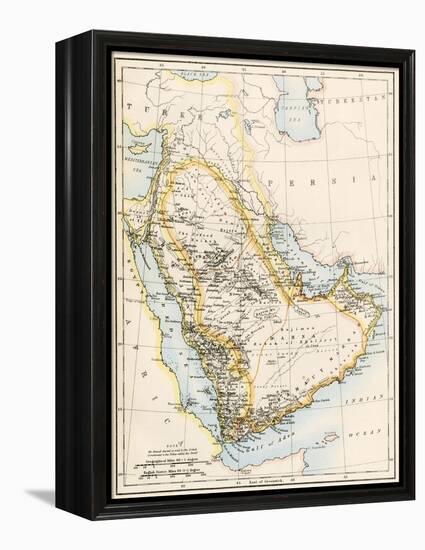 Map of Arabia, 1870s-null-Framed Premier Image Canvas