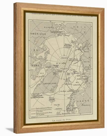 Map of Arctic Region Indicating Route Followed by Explorer Fridtjof Nansen on Board of Ship-null-Framed Premier Image Canvas