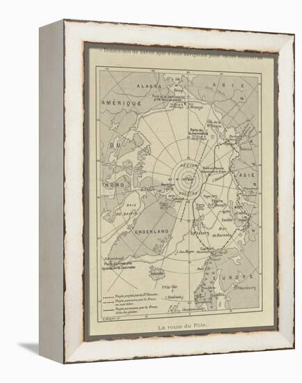 Map of Arctic Region Indicating Route Followed by Explorer Fridtjof Nansen on Board of Ship-null-Framed Premier Image Canvas