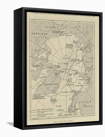 Map of Arctic Region Indicating Route Followed by Explorer Fridtjof Nansen on Board of Ship-null-Framed Premier Image Canvas