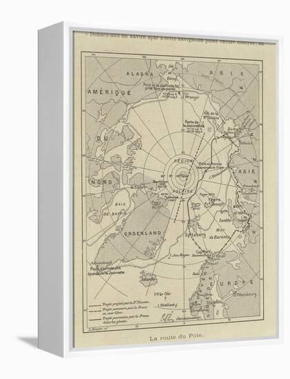 Map of Arctic Region Indicating Route Followed by Explorer Fridtjof Nansen on Board of Ship-null-Framed Premier Image Canvas