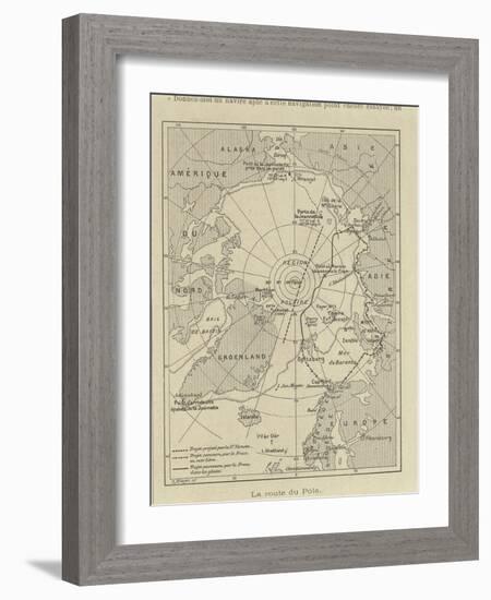 Map of Arctic Region Indicating Route Followed by Explorer Fridtjof Nansen on Board of Ship-null-Framed Giclee Print