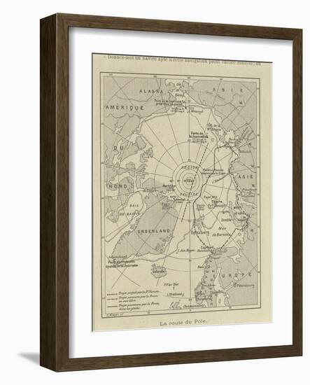 Map of Arctic Region Indicating Route Followed by Explorer Fridtjof Nansen on Board of Ship-null-Framed Giclee Print