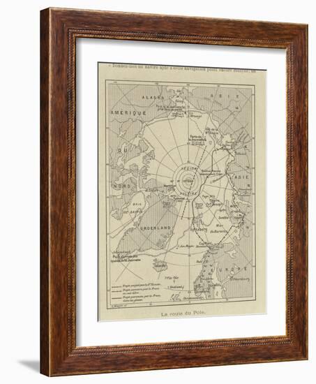 Map of Arctic Region Indicating Route Followed by Explorer Fridtjof Nansen on Board of Ship-null-Framed Giclee Print