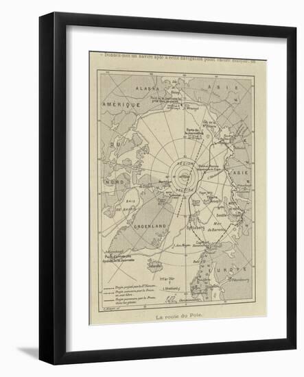 Map of Arctic Region Indicating Route Followed by Explorer Fridtjof Nansen on Board of Ship-null-Framed Giclee Print