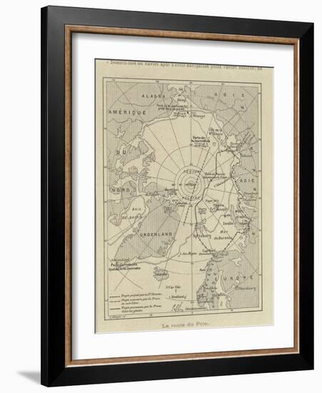 Map of Arctic Region Indicating Route Followed by Explorer Fridtjof Nansen on Board of Ship-null-Framed Giclee Print