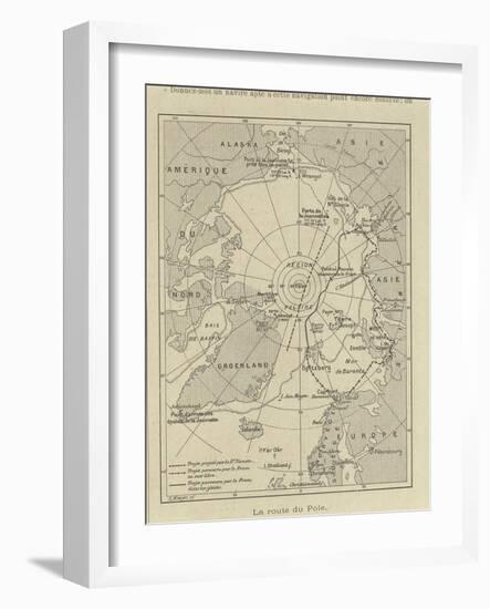 Map of Arctic Region Indicating Route Followed by Explorer Fridtjof Nansen on Board of Ship-null-Framed Giclee Print