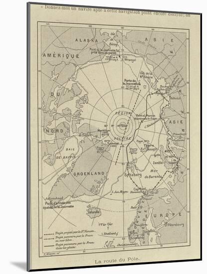 Map of Arctic Region Indicating Route Followed by Explorer Fridtjof Nansen on Board of Ship-null-Mounted Giclee Print