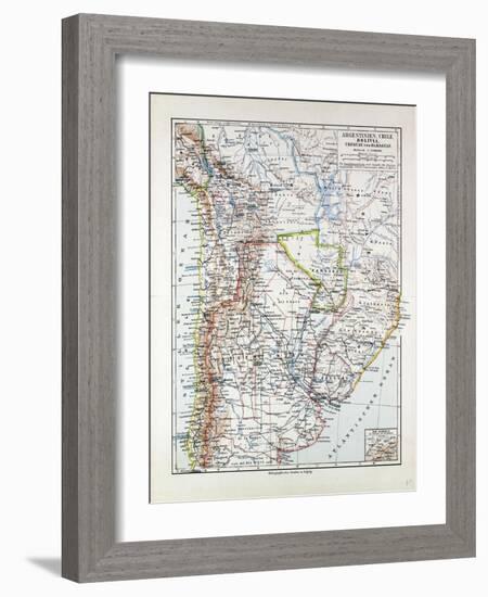 Map of Argentinia Chile Bolivia Uruguay and Paraguay 1899-null-Framed Giclee Print