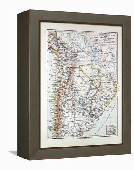 Map of Argentinia Chile Bolivia Uruguay and Paraguay 1899-null-Framed Premier Image Canvas