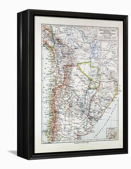 Map of Argentinia Chile Bolivia Uruguay and Paraguay 1899-null-Framed Premier Image Canvas