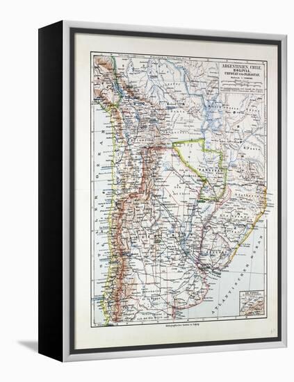 Map of Argentinia Chile Bolivia Uruguay and Paraguay 1899-null-Framed Premier Image Canvas