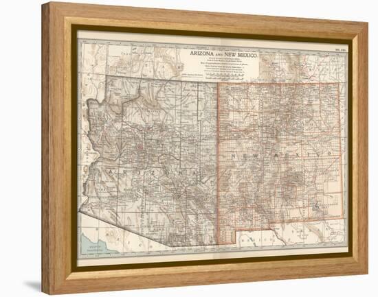 Map of Arizona and New Mexico. United States-Encyclopaedia Britannica-Framed Stretched Canvas