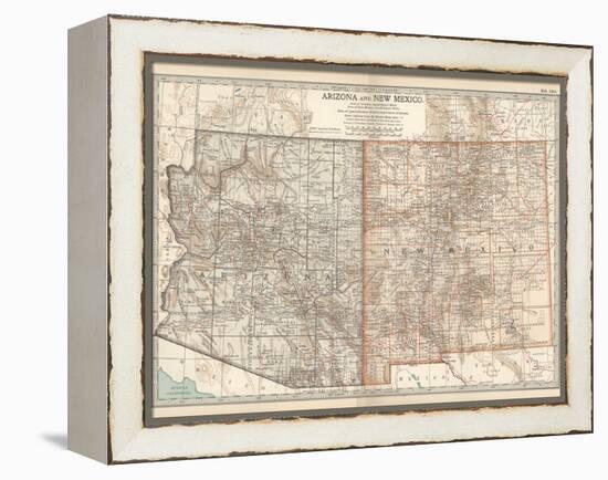 Map of Arizona and New Mexico. United States-Encyclopaedia Britannica-Framed Stretched Canvas