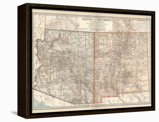 Map of Arizona and New Mexico. United States-Encyclopaedia Britannica-Framed Stretched Canvas