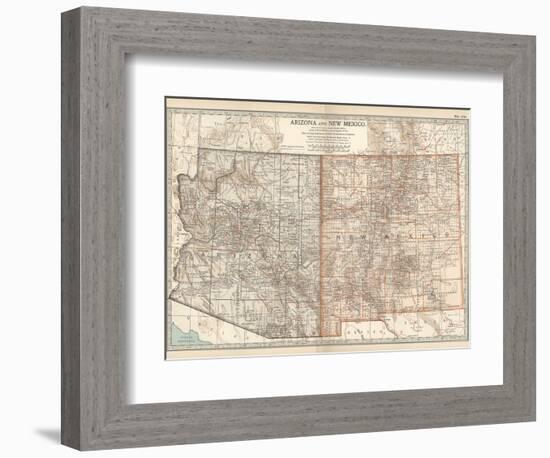 Map of Arizona and New Mexico. United States-Encyclopaedia Britannica-Framed Premium Giclee Print