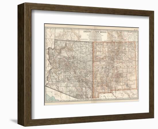 Map of Arizona and New Mexico. United States-Encyclopaedia Britannica-Framed Premium Giclee Print