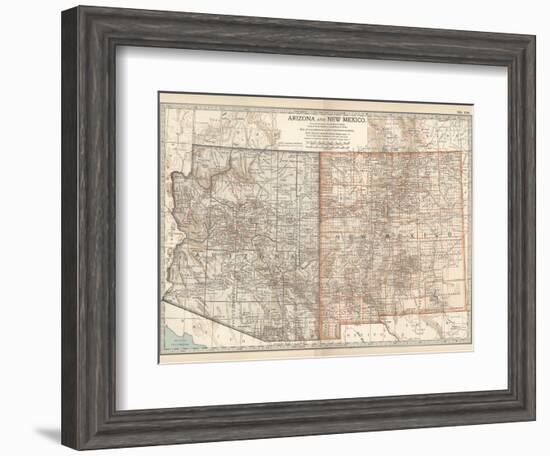 Map of Arizona and New Mexico. United States-Encyclopaedia Britannica-Framed Art Print