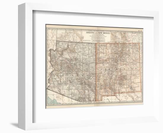 Map of Arizona and New Mexico. United States-Encyclopaedia Britannica-Framed Art Print