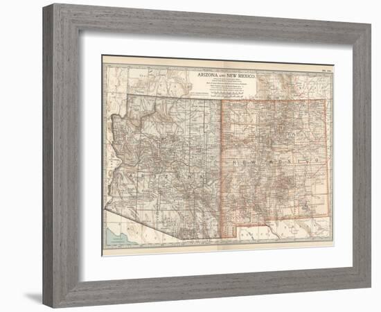 Map of Arizona and New Mexico. United States-Encyclopaedia Britannica-Framed Art Print