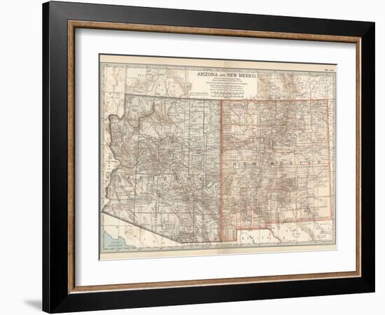 Map of Arizona and New Mexico. United States-Encyclopaedia Britannica-Framed Art Print