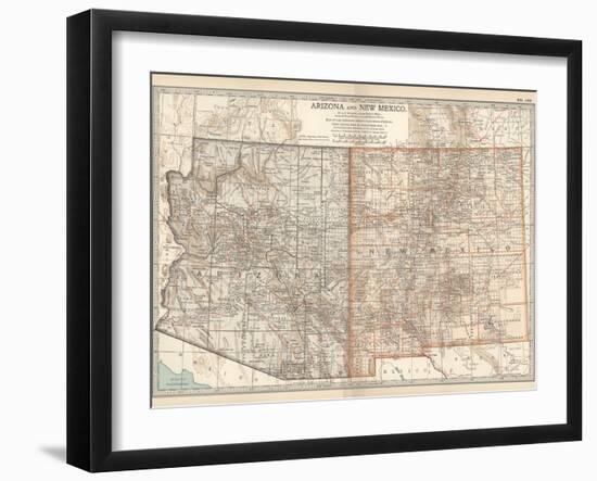 Map of Arizona and New Mexico. United States-Encyclopaedia Britannica-Framed Art Print