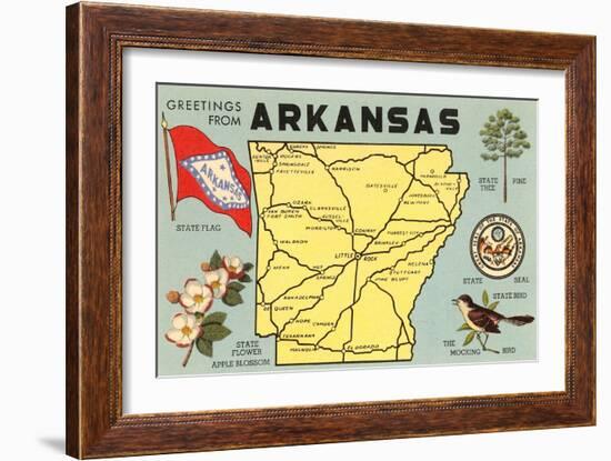 Map of Arkansas-null-Framed Art Print