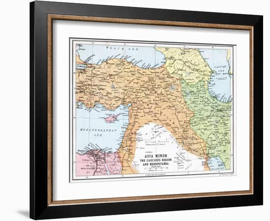 Map of Asia Minor and the Caucasus Region and Mesopotamia at the Beginning of the First World War-null-Framed Giclee Print