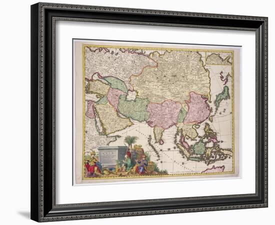 Map of Asia, Tartaria, Japan, the Philippines and East Indies, Engraved G. Van Gouwen, c.1690-Karel Allard-Framed Giclee Print