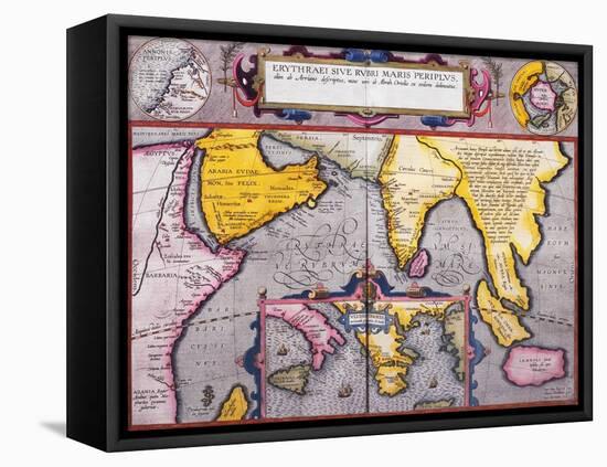 Map of Asia with a Superimposed Map of Europe, from 'Theatrum Orbis Terrarum', 1603-Abraham Ortelius-Framed Premier Image Canvas