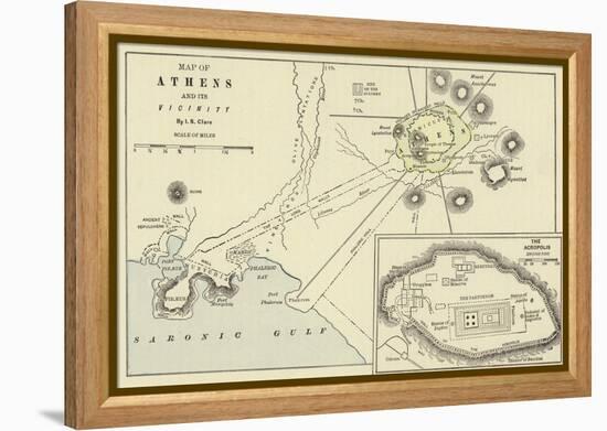 Map of Athens and its Vicinity; the Acropolis-null-Framed Premier Image Canvas