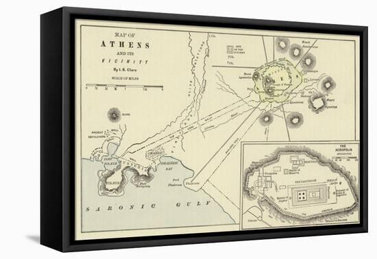 Map of Athens and its Vicinity; the Acropolis-null-Framed Premier Image Canvas