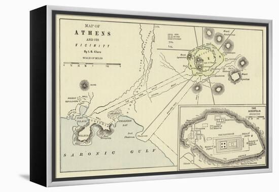 Map of Athens and its Vicinity; the Acropolis-null-Framed Premier Image Canvas