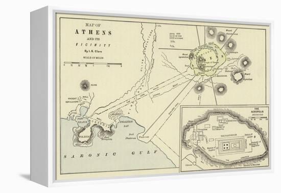 Map of Athens and its Vicinity; the Acropolis-null-Framed Premier Image Canvas
