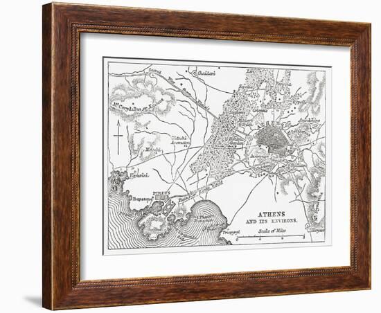 Map of Athens and Piraeus, Greece, Mid 19th Century from the Imperial Bible Dictionary-null-Framed Giclee Print