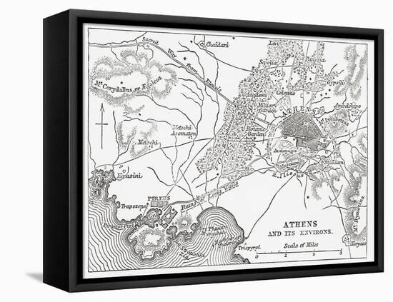 Map of Athens and Piraeus, Greece, Mid 19th Century from the Imperial Bible Dictionary-null-Framed Premier Image Canvas