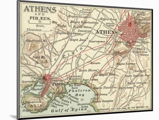 Map of Athens (C. 1900), Maps-Encyclopaedia Britannica-Mounted Art Print