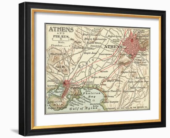 Map of Athens (C. 1900), Maps-Encyclopaedia Britannica-Framed Art Print