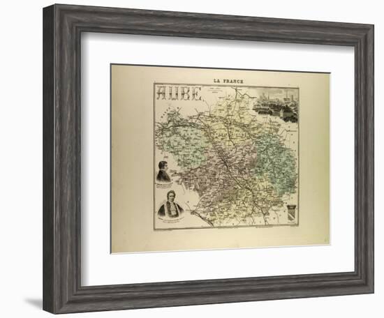 Map of Aube 1896, France-null-Framed Giclee Print