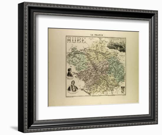 Map of Aube 1896, France-null-Framed Giclee Print