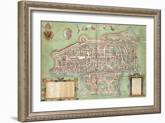 Map of Augsburg, from "Civitates Orbis Terrarum" by Georg Braun and Frans Hogenberg, circa 1572-Joris Hoefnagel-Framed Giclee Print