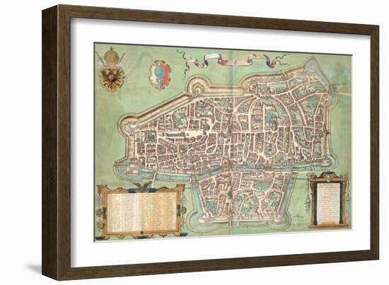 Map of Augsburg, from "Civitates Orbis Terrarum" by Georg Braun and Frans Hogenberg, circa 1572-Joris Hoefnagel-Framed Giclee Print